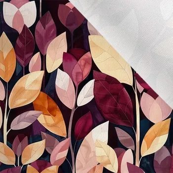 Látka matná na plavky, fitness oblečení fialově bordové listy