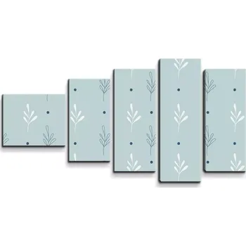 Obraz Sablio Obraz - 5-dílný Modré a bílé lístky - 100x60 cm