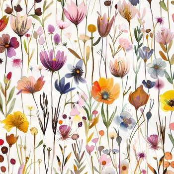 Látka lesklá na plavky, fitness oblečení květiny světlé 28