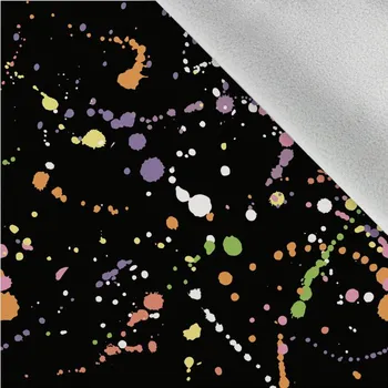 Látka softshell zimní fluo cákance barev pestrobarevné