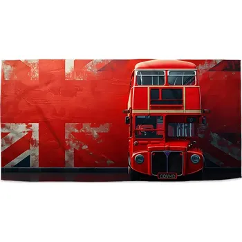 Osuška Sablio Ručník Červený patrový autobus Vlajka - 30x50 cm