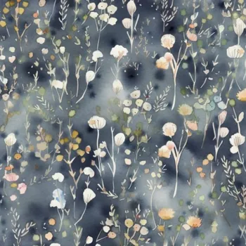 Hladký šifon/silky mini modré kvítky Amalia