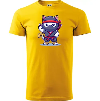 Sablio Tričko s potiskem Kočičí ninja - žluté S