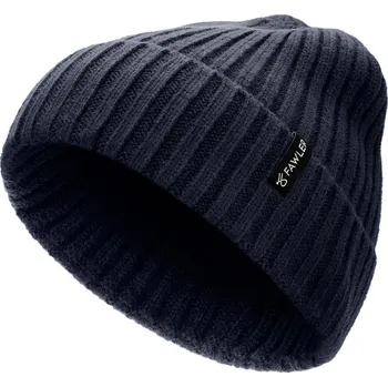 Čepice Arctic | Tmavě modrá žebrovaná pletená čepice z vlněné směsi - Fawler