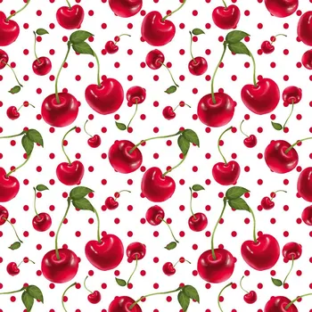 Hladký šifon/ silky tečkované třešně