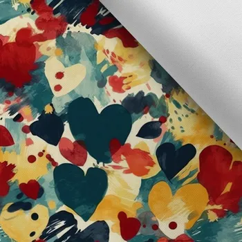 Látka s potiskem kočárkovina TD/NS abstraktní srdce Nina