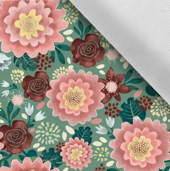 Letní pružný softshell květiny Lucy na olivové