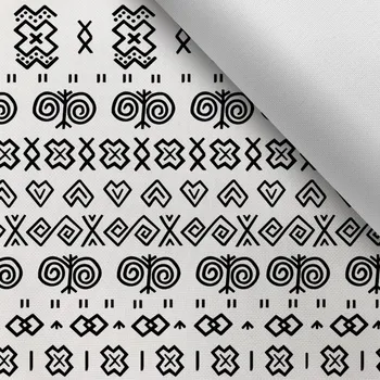 Látka s potiskem kočárkovina TD/NS čičmany bílé