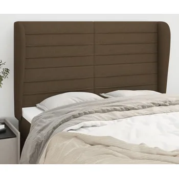 Čelo postele typu ušák tmavě hnědé 147x23x118/128 cm textil IM_3118097