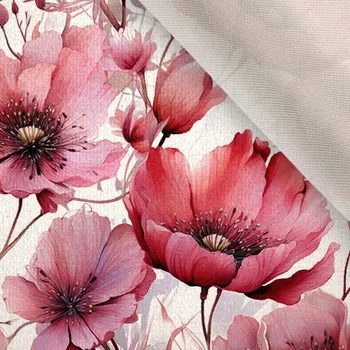 Látka samet/velvet Doris květiny Růžová krása