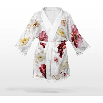 Panel se střihem L umělé hedvábí / silky kimono poppy 3D světlé - prodloužený střih