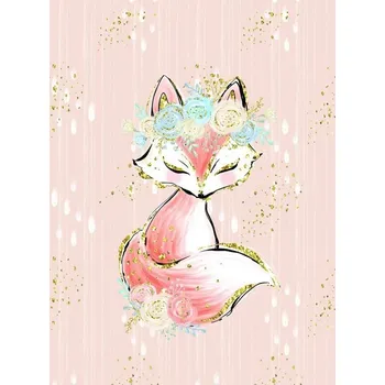 Látka funkční teplákovina PANEL L 40x60 indiana girl pink - liška -Vzor 1