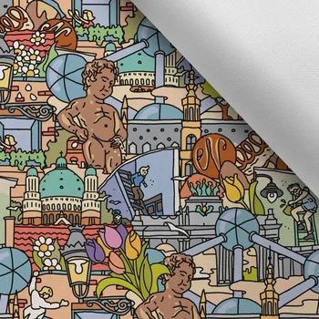 Látka s potiskem kočárkovina TD / NS I love Brussels