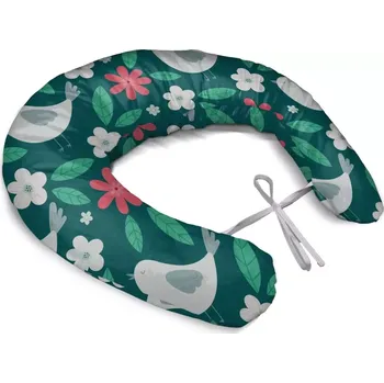 Polštář Sablio Těhotenský polštář Červené kvítí s ptáčky