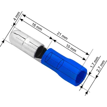 Modrá izolovaná zástrčka 4 mm 21 mm