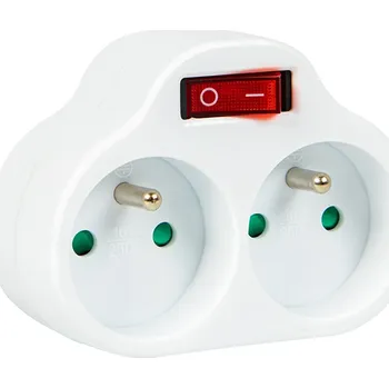 Elektrická zásuvka Rozdělovač s vypínačem 2x zásuvka bílý