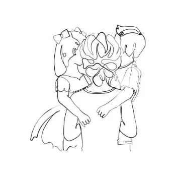 Bílý panel z polyesteru Matka s dětmi - dcera a syn