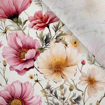 Šatovka / látka na šaty lesklá květiny světlé 67