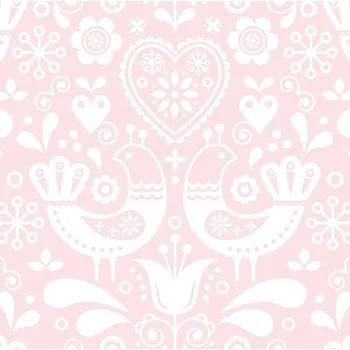 Satén ptáčky na pudrové růžové