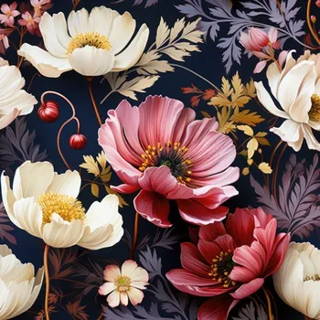 Zatemňovací látka/blackout MAXI vzor poppy 3D tmavé