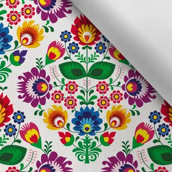 Látka s potiskem kočárkovina TD/NS folk Paula na bílém