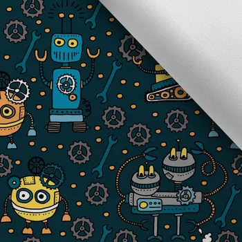 Látka s potiskem kočárkovina TD/NS roboty na petrolejové by Takoy®