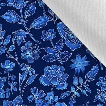 Látka gabardén light květiny tmavé 57