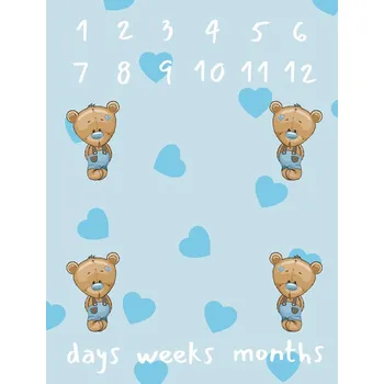 Imitace bavlněného plátna PANEL 80x105- milníková deka modrý medvídek