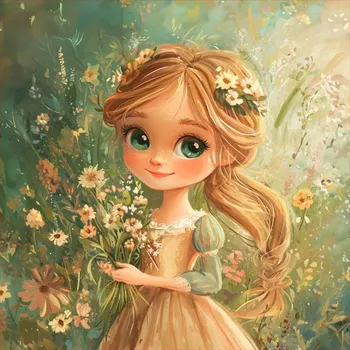 Panel z nepromokavého polyesteru 50x50 Anna sbírá květiny