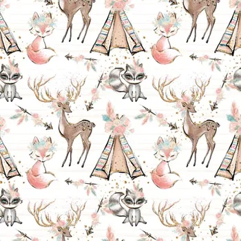 Látka hladké minky s potiskem indiana girl