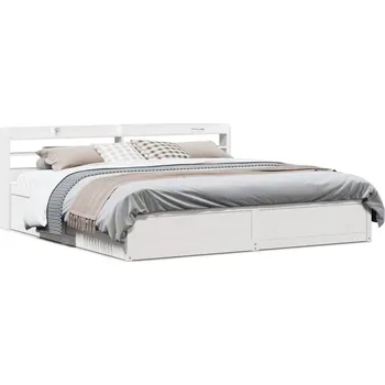 Postel zahrada-XL Rám postele s čelem bílý 200 x 200 cm masivní borové dřevo 3307072