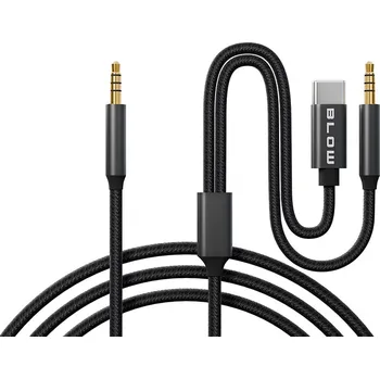 Audio kabel USB-C adaptér - 3,5 mm jack + 3,5 mm jack 1,2m pletený