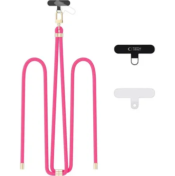 Tech-Protect C7S ROPE CROSSBODY Šňůrka / popruh na telefon - HOT PINK/GOLD