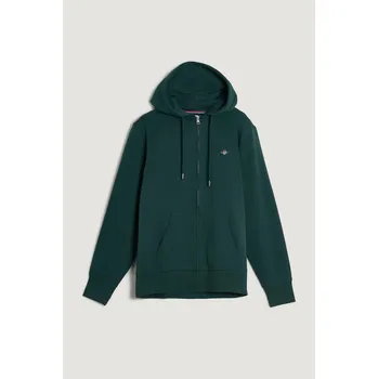 Pánská mikina MIKINA GANT REG SHIELD FULL ZIP HOODIE TARTAN GREEN