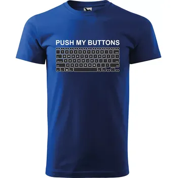 Pánské tričko Sablio Tričko s potiskem Push my buttons - modré 5XL