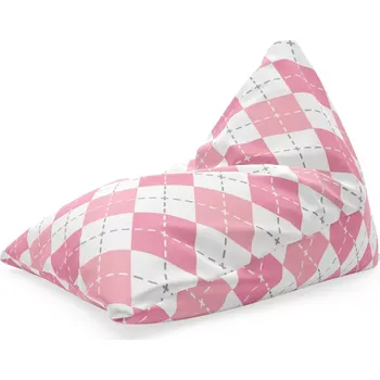 Sedací pytel Sablio Sedací vak Triangl Růžové a bílé kosočtverečky: 120 x 100 x 100 cm