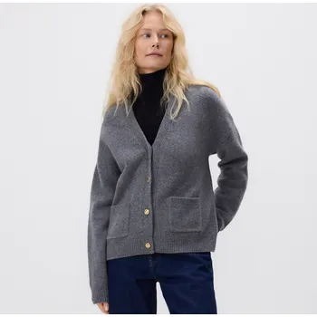 Dámský svetr Reserved - Vlněný kardigan - středně šedá - 606FW-85M - 606FW-85M-L