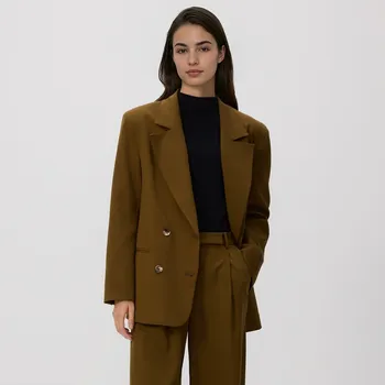 Reserved - Dvouřadý blejzr s příměsí viskózy - teplá olivová - 909HF-19X - 909HF-19X-XS