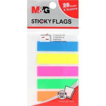 Samolepící bloček Záložka lepící NEON 5 x 20 listů PVC