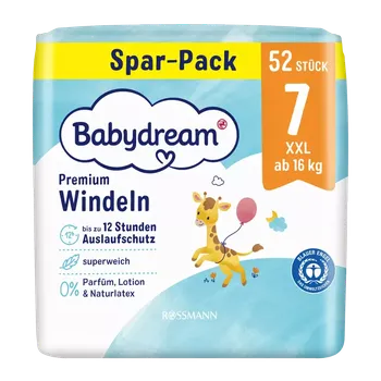 jednorázová plena Babydream Jednorázové plenky Premium XXL od 16 kg, vel. 7 52 ks