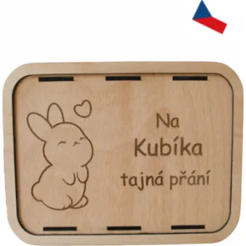 Pokladnička JH WoodArt Dřevěná dětská pokladnička s vlastním jménem - Zajíček
