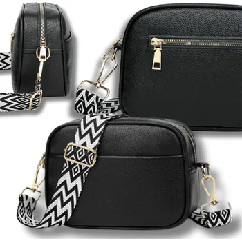 Kabelka Camerazar Elegantní černá kožená kabelka přes rameno