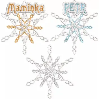 Vánoční ozdoba Gardener group ČR Vyšívaná vločka se jménem stříbrná