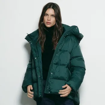 Dámský kabát Reserved - Péřová bunda s kapucí - petrolejová - 719HD-67X - 719HD-67X-M