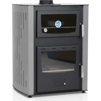 Krbová kamna ΘΕΡΜΙΚΗ ΤΣΑΛΙΚΗΣ (Thermiki Tsalikis) Krbová kamna s teplovodním výměníkem a troubou 30kw ( ekodesign ) Šedá