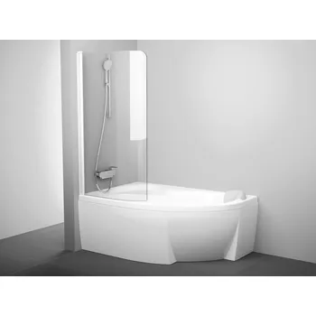 Ravak Rosa vanová zástěna 85 x 150 cm otevírací levá bílá matná sklo transparent 7QLM0E00Y1