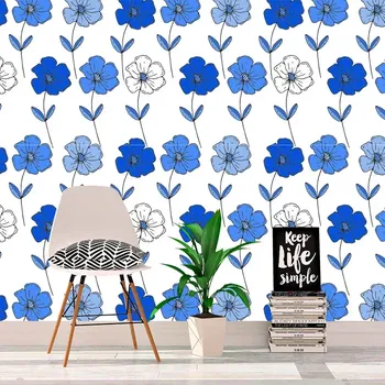 Tapeta Sablio Tapeta Modré květiny - 125x75 cm