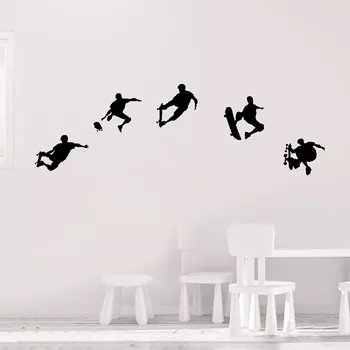 samolepka Sablio Samolepka na zeď: Skateboardisti 5 ks
