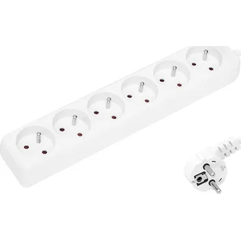 Napájecí kabel Prodlužovací kabel 6 zásuvek 3m bílý 3x1,5mm