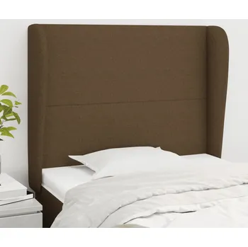 Čelo postele typu ušák tmavě hnědé 103x23x118/128 cm textil IM_3117669